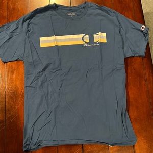 Champion Slate Blue Striped Chest Tee Size Large